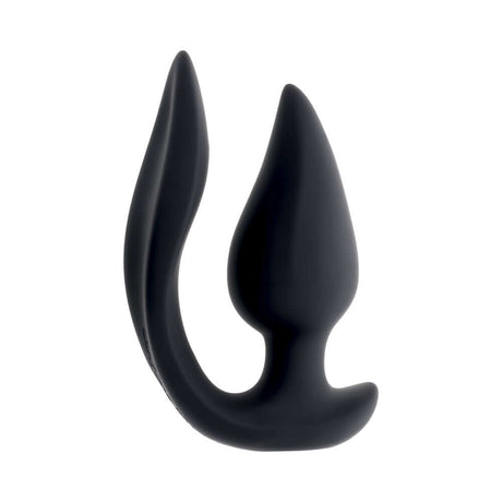 Evolved The Genie Anal Plug Black showcasing its sleek, tapered design and flexible stimulator for ultimate pleasure.