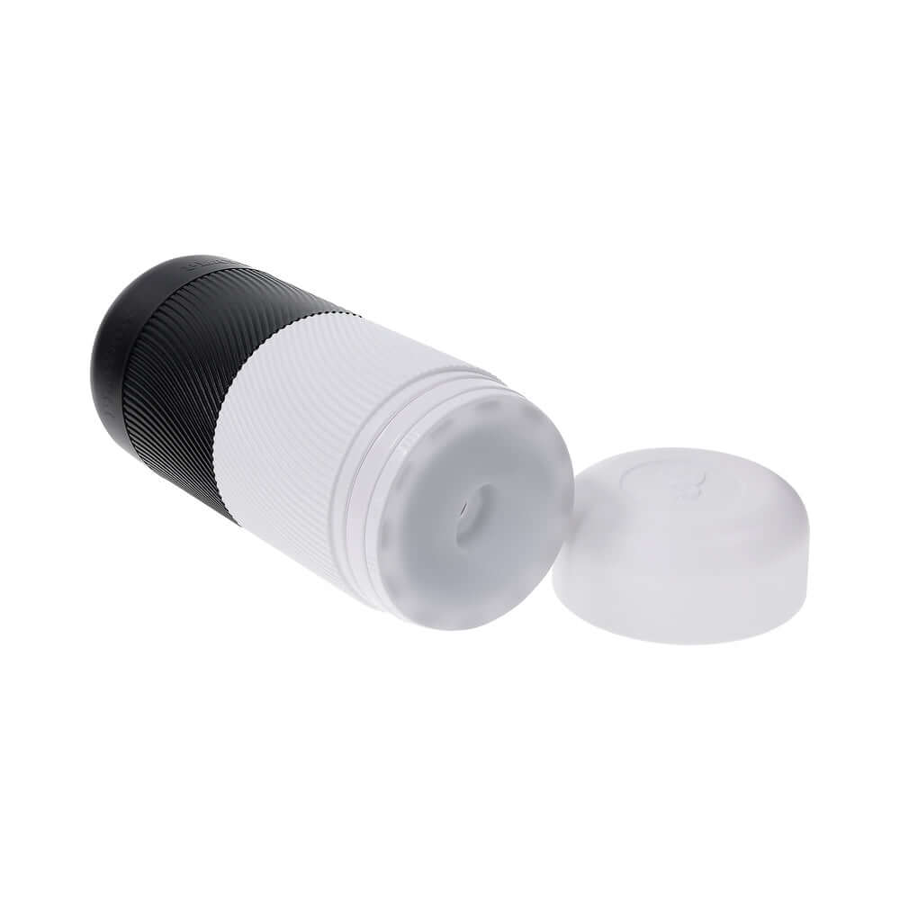 Playboy Pleasure Twisted Stroker showcasing its double-ended design and unique dual-canister structure.