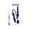 Playboy Pleasure This and That Double End Massager Acai packaging with sleek design and purple silicone features.
