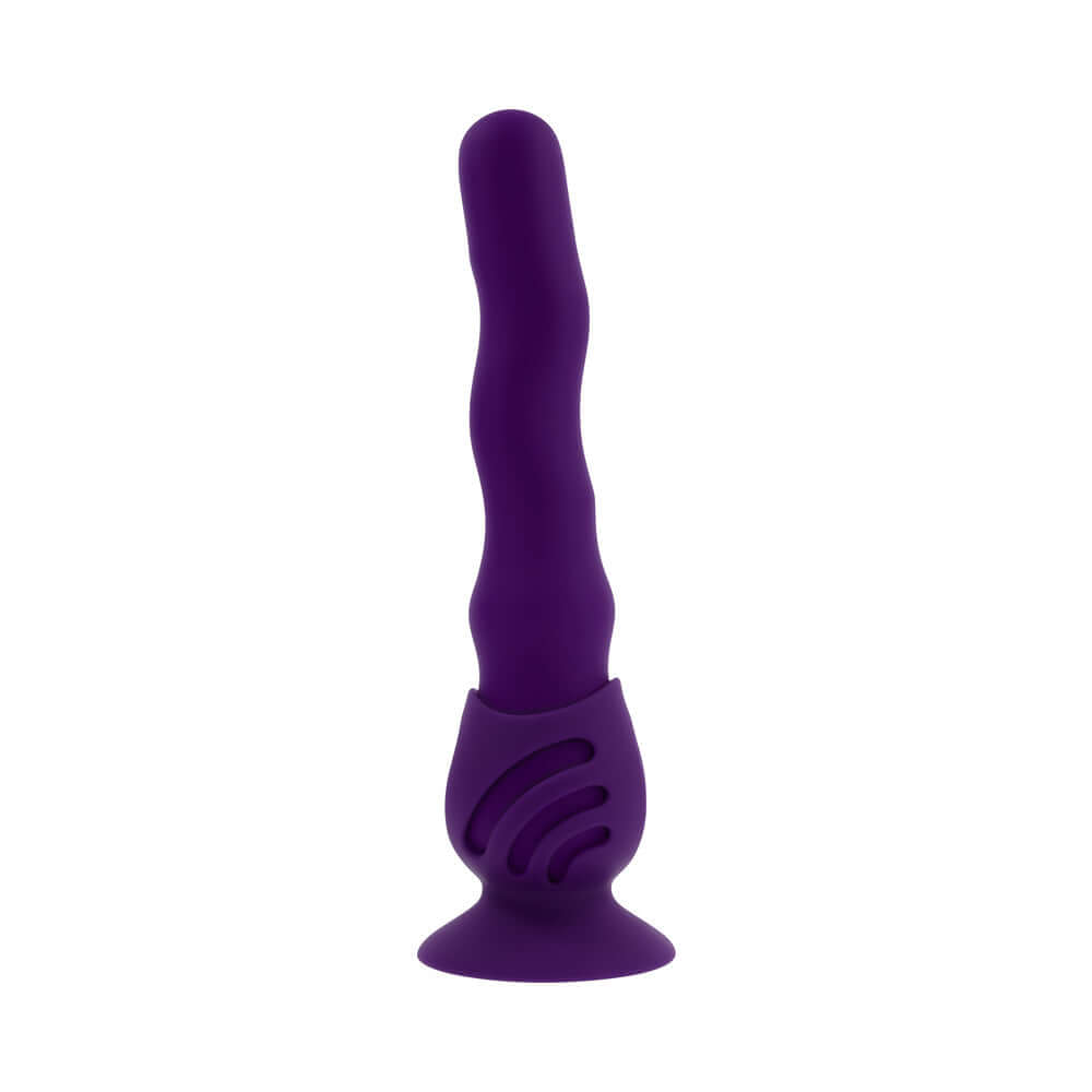 Playboy Wiggle It Vibrator Acai in vibrant purple color with a twisting, snake-like shaft design.