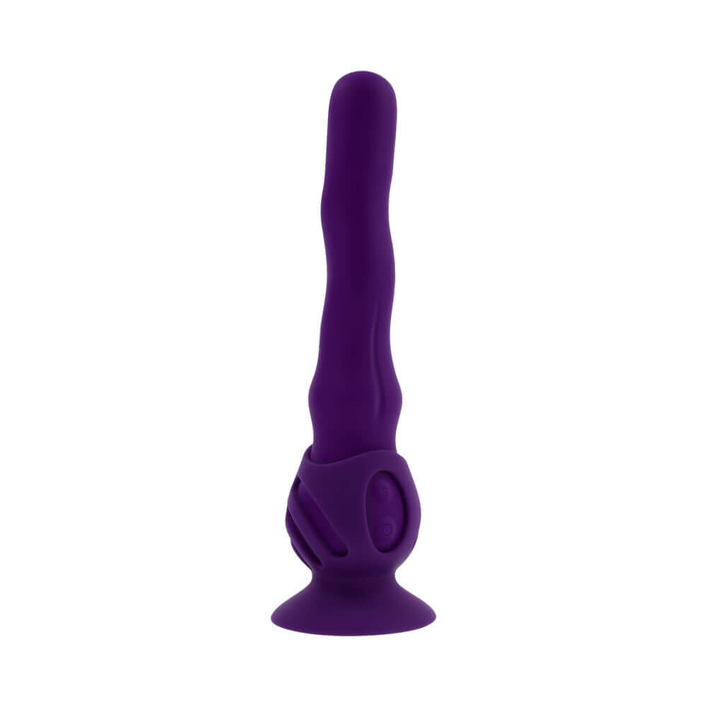 Playboy Wiggle It Vibrator Acai in purple with a twisting, flexible shaft for enhanced pleasure and powerful vibrations.