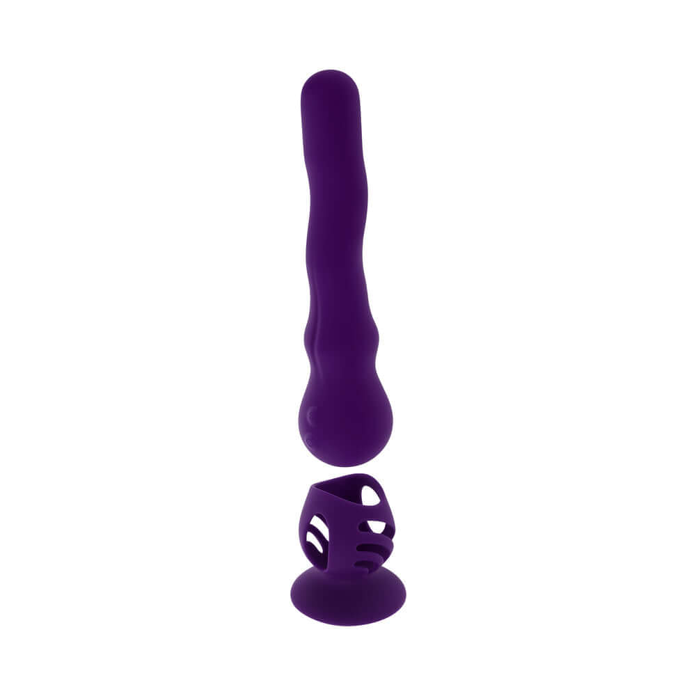 Playboy Wiggle It Vibrator Acai in purple featuring a twisting shaft design for enhanced pleasure.