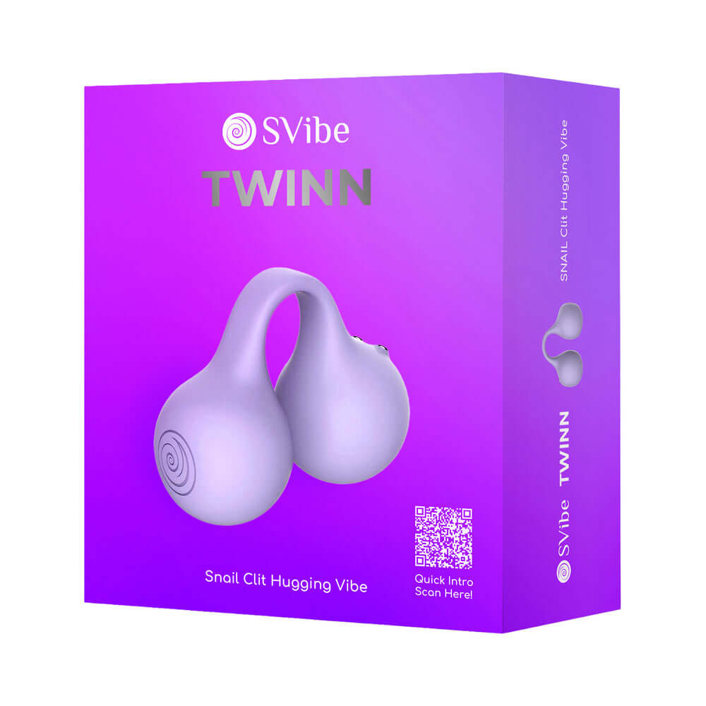 Svibe Snail Twinn Finger App Vibrator Lilac packaging featuring the product and branding in a vibrant design.