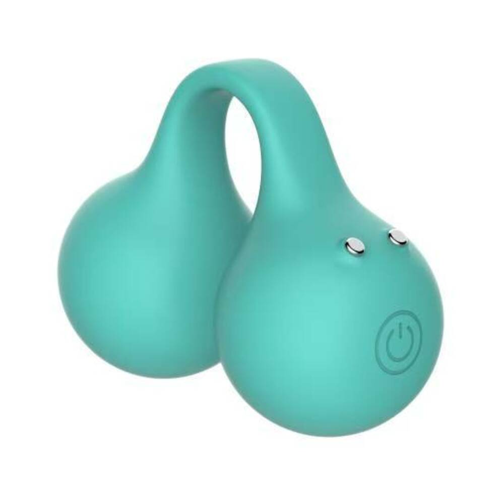 Svibe Snail Twinn Finger App Vibrator Tiffany in teal color with two rounded shapes and control buttons.