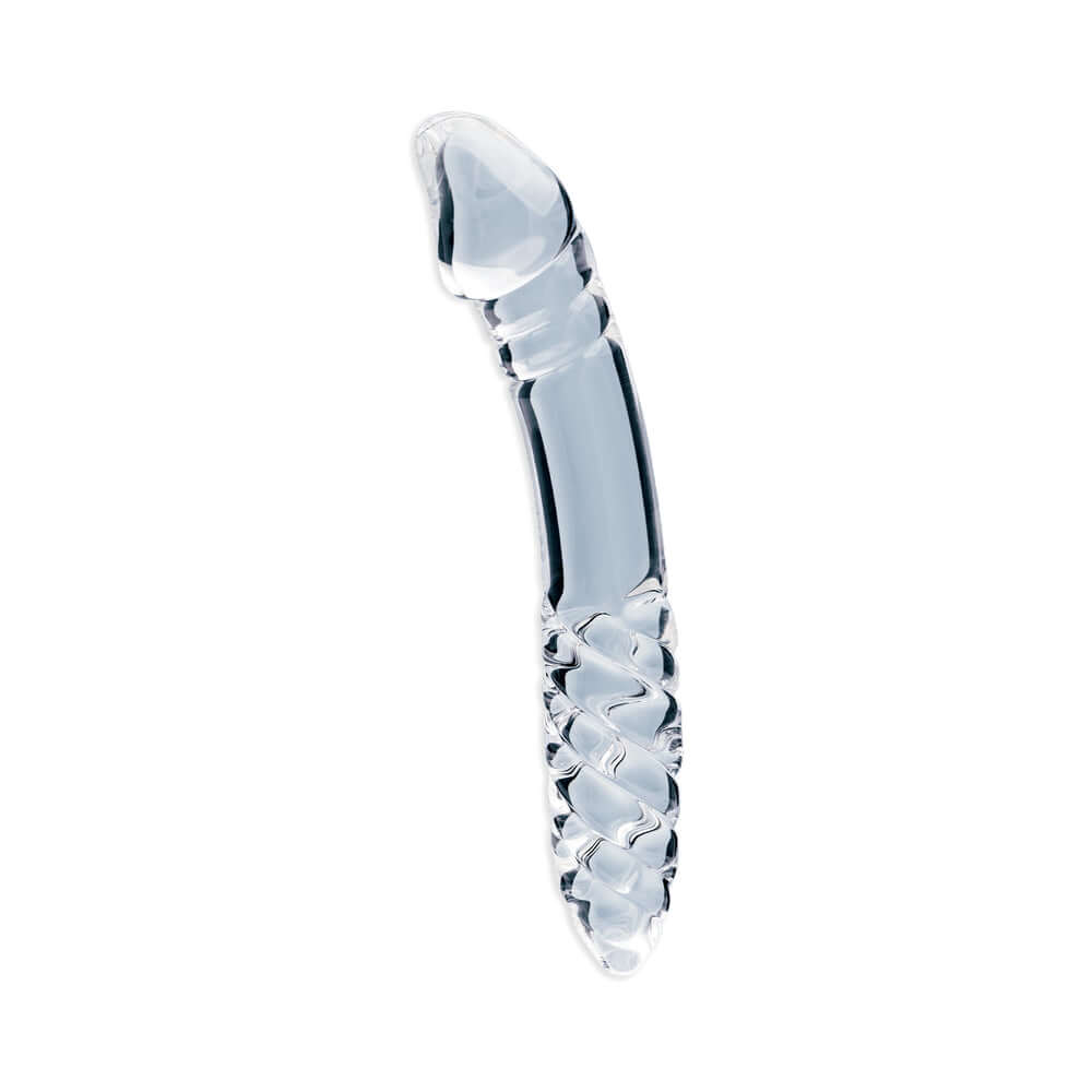 Clarity Celestial Desire Glass Dildo, 7.4-inch double-ended borosilicate glass dildo with elegant design.