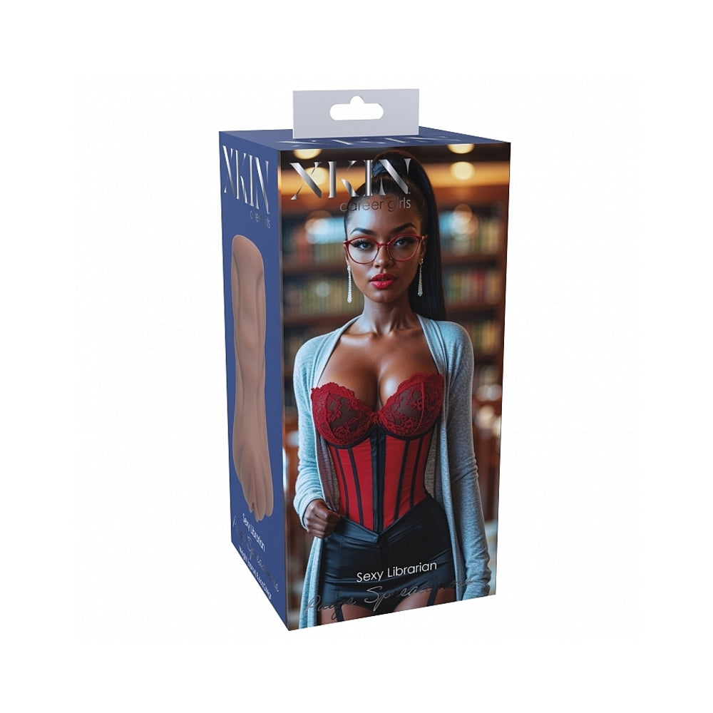 Xkin Career Girls Paige Spreadmore Stroker Brown product packaging featuring a sexy librarian design.