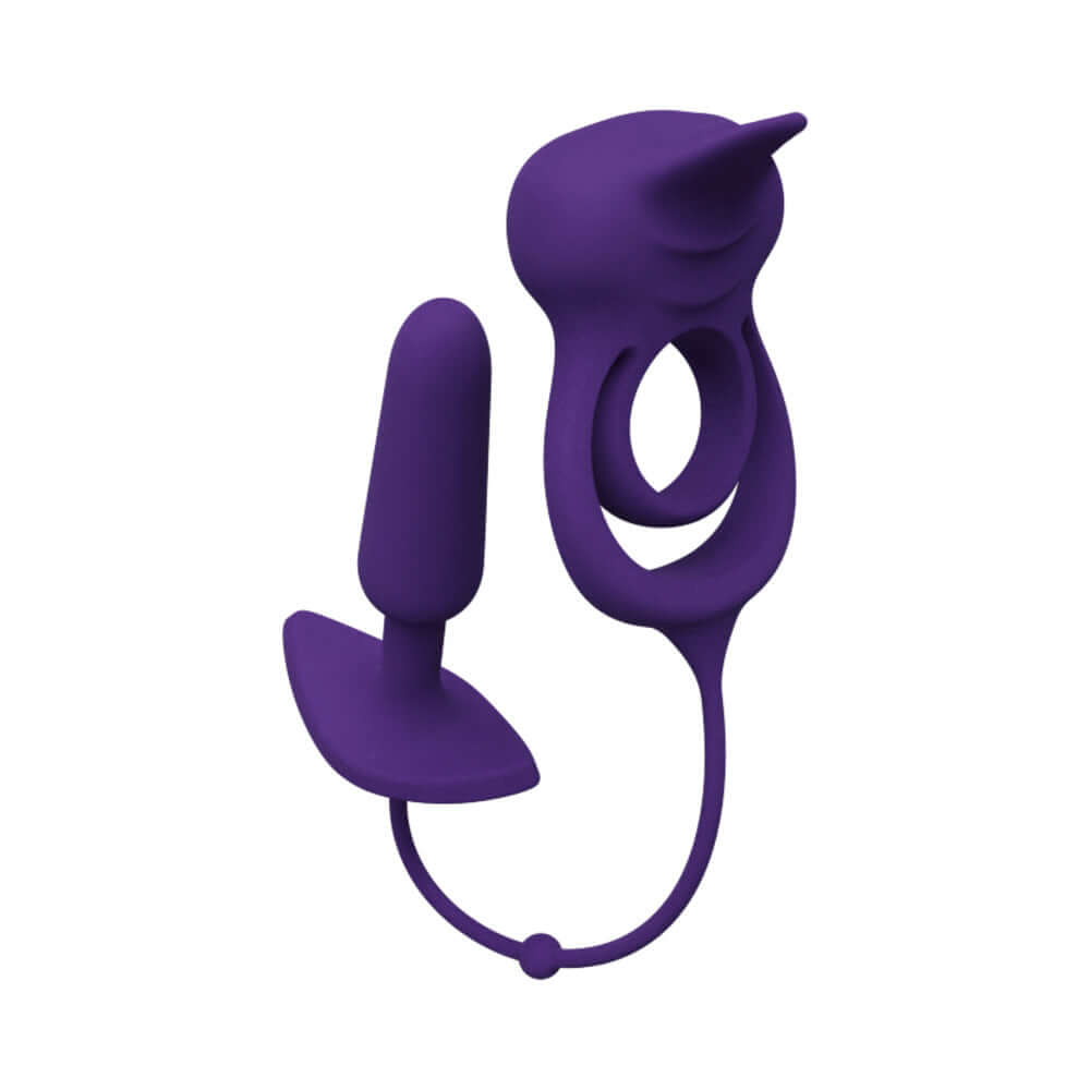 VeDO Humper Rechargeable Dual C-Ring with Anal Plug Purple for enhanced dual stimulation and pleasure.