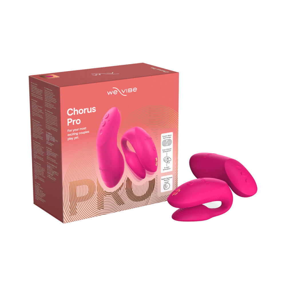 We-Vibe Chorus Pro Couples Massager Electric Pink packaging and product view.