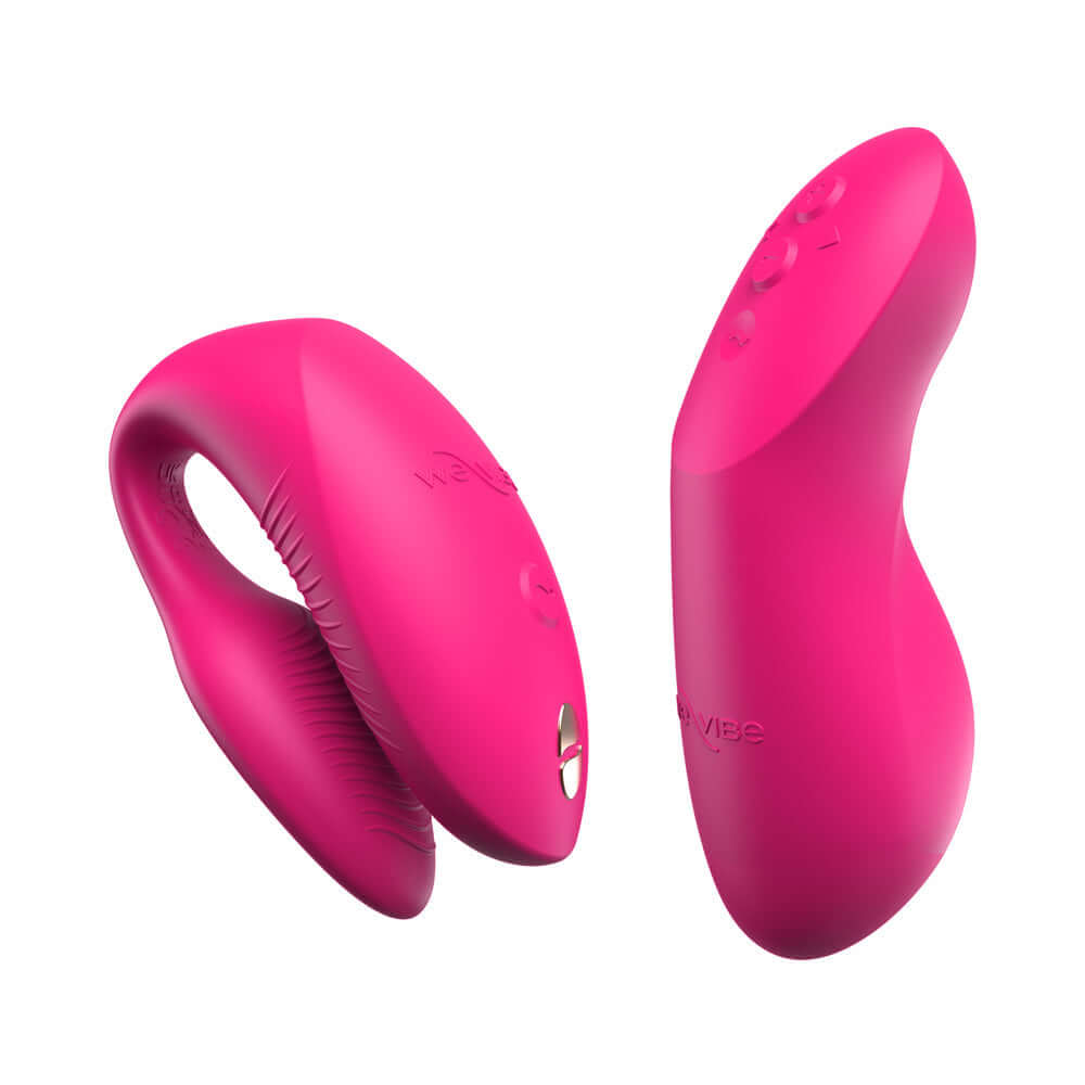 We-Vibe Chorus Pro Couples Massager Electric Pink showcasing its sleek design and innovative features for enhanced pleasure.