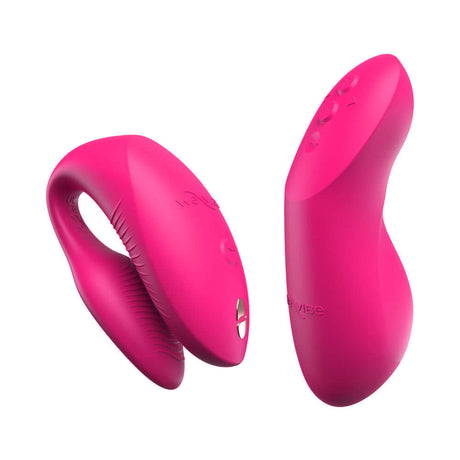 We-Vibe Chorus Pro Couples Massager Electric Pink showcasing its sleek design and innovative features for enhanced pleasure.