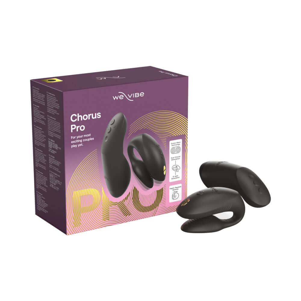 We-Vibe Chorus Couples Vibrator with Remote Control Black in packaging on display.