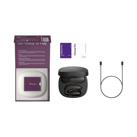We-Vibe Chorus Couples Vibrator with Remote Control Black packaging and components including USB cable.
