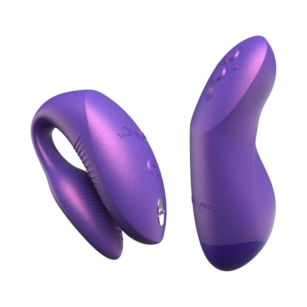 We-Vibe Chorus Pro Cosmic Purple couples' vibrator showcasing sleek design and dual motors for enhanced pleasure.