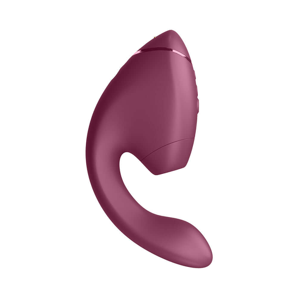 Womanizer Next Duo Massager Dusky Pink side view, featuring a sleek design for dual stimulation.
