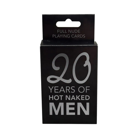 20 Years of Hot Naked Men Playing Cards packaging showcasing full nude playing cards.