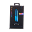 Nu Sensuelle Nikita Bullet with Nitro Motor Deep Turquoise packaging, showcasing its sleek design and turbo boost technology.