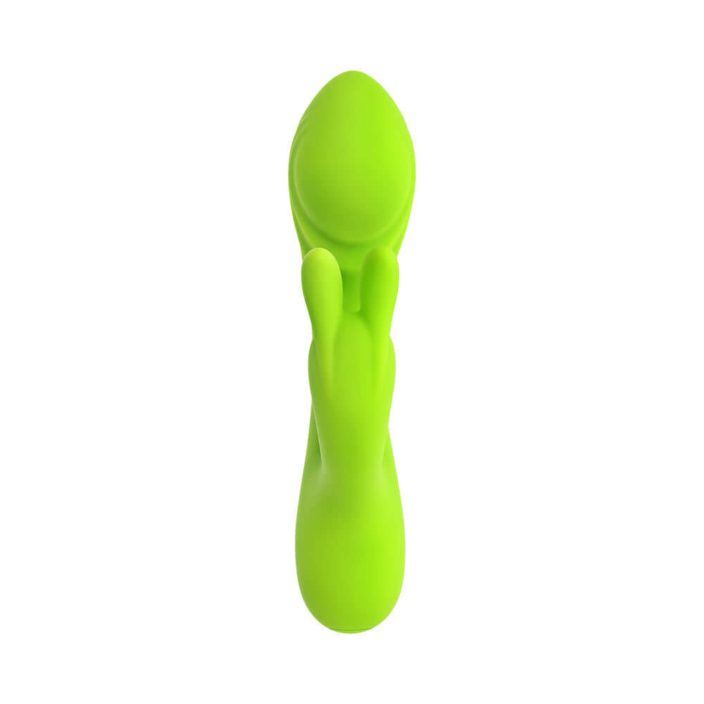 Evolved Brat Bunny Rabbit Vibrator Green in bright green, designed for high-energy pleasure stimulation.