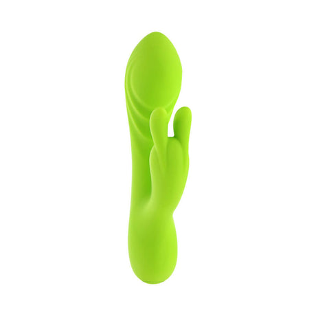 Evolved Brat Bunny Rabbit Vibrator Green, a vibrant green dual motor rabbit vibrator for enhanced pleasure.