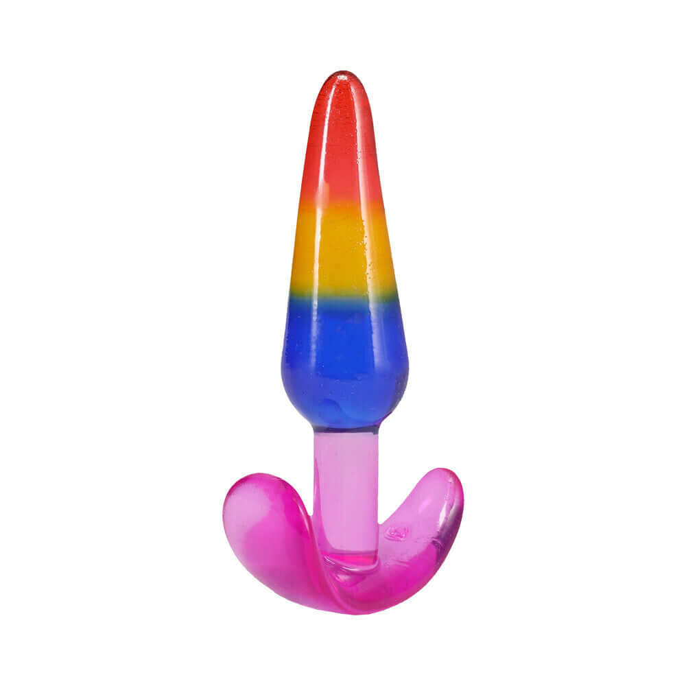 Crystal Jellies Anal Trainer Set S M L Rainbow small anal plug in vibrant rainbow colors for beginners.
