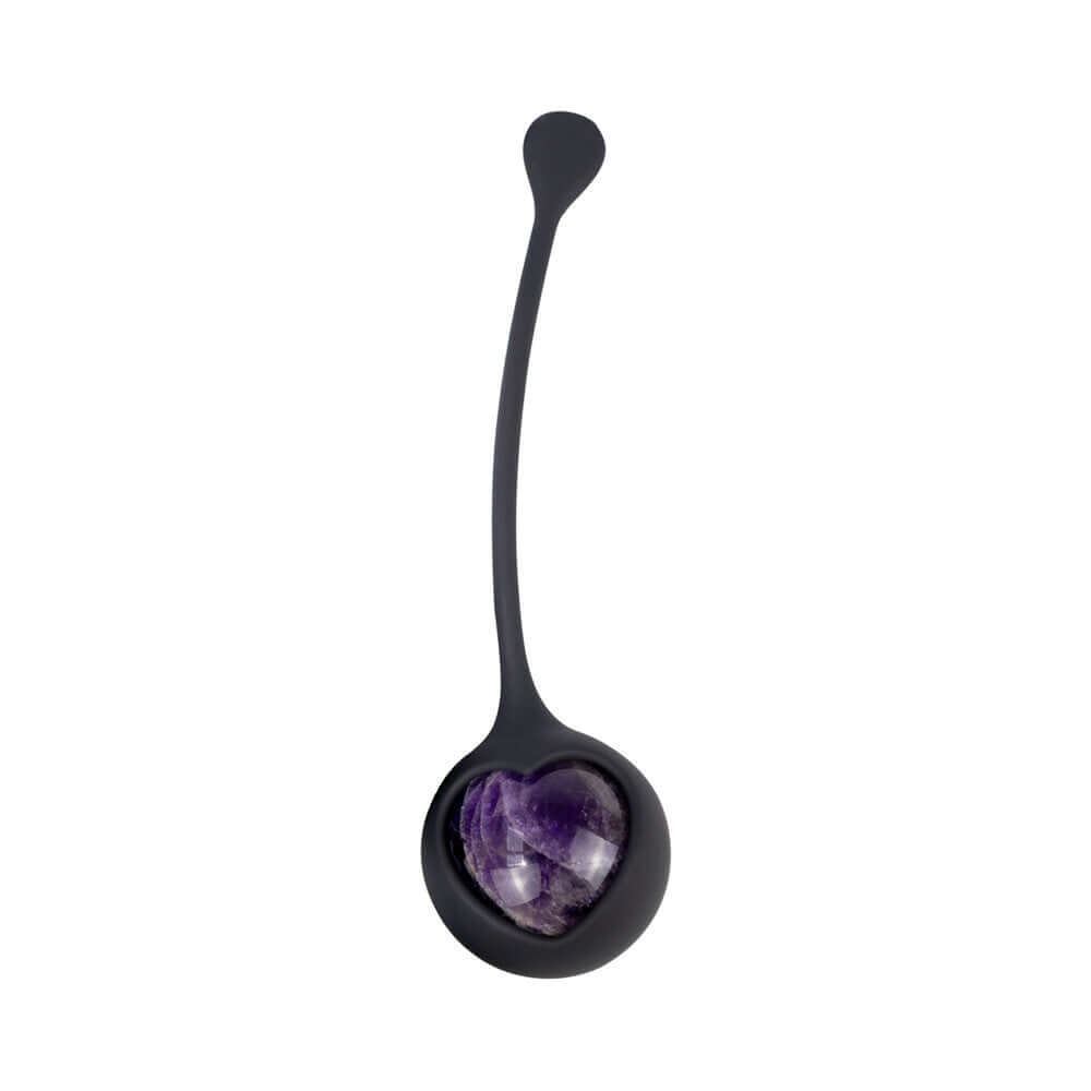 Adrien Lastic Harmony Stones Kegel and Chakra Set - purple heart stone Kegel exercise tool on a black base.