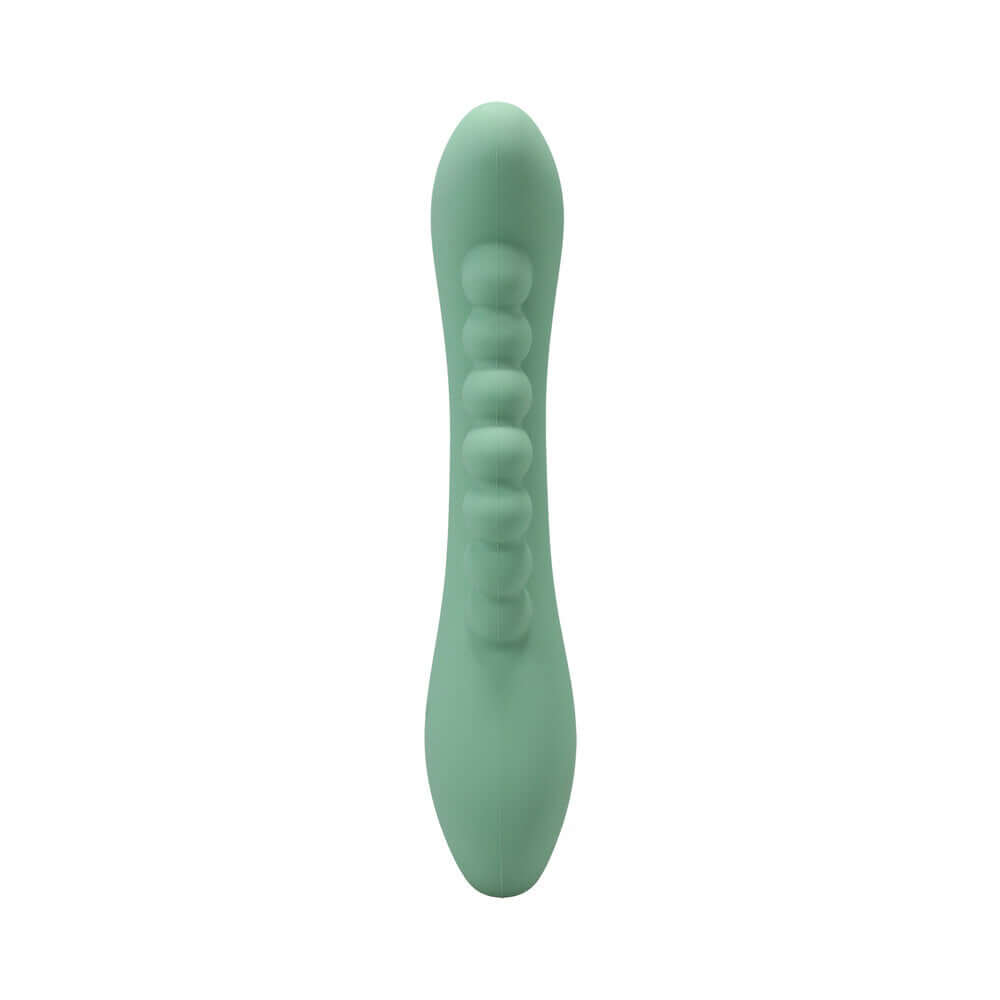 Polynesian Pleasures Into The C Kakui Me Kelp Green vibrator in soft green silicone with sculpted design.