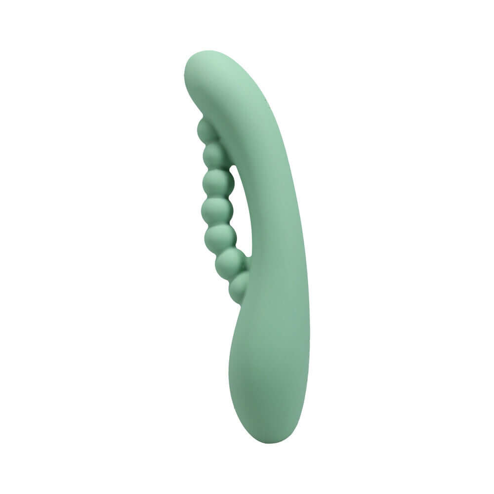 Polynesian Pleasures Into The C Kakui Me Kelp Green vibrator in smooth green silicone design.