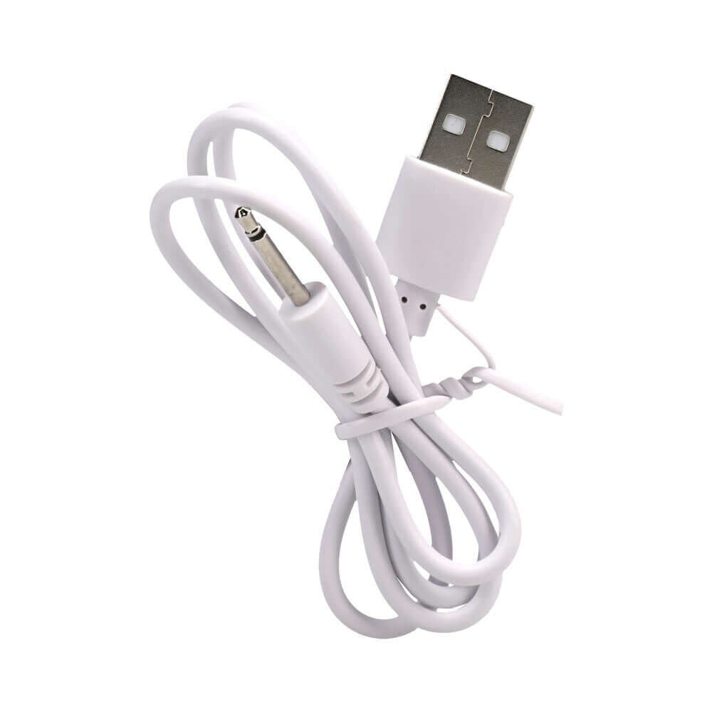 USB charging cable with 3.5mm audio jack, ideal for connecting devices.
