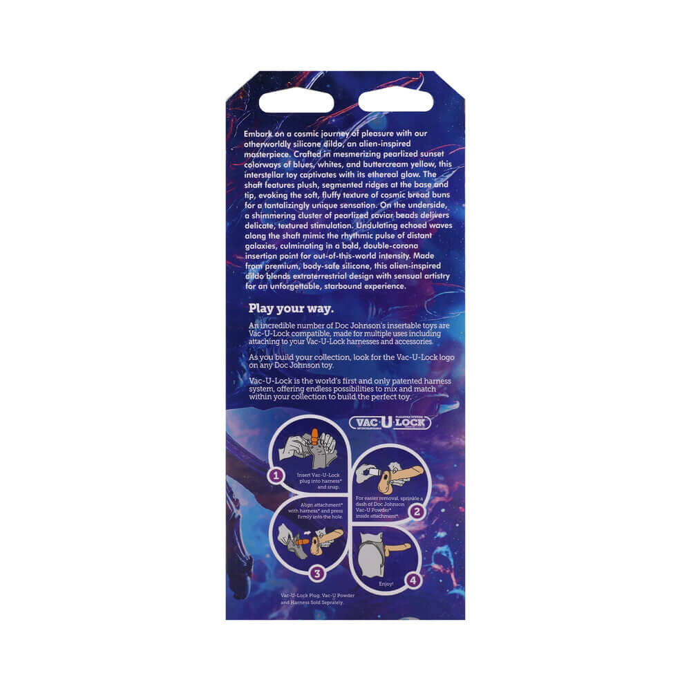 Vac-U-Lock x Fantasy Fuckers Milky Way Multi-Color product packaging with cosmic design and usage instructions.