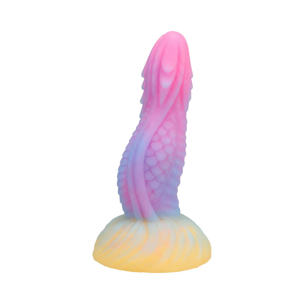 Vac-U-Lock x Fantasy Fuckers Glow-in-the-Dark Dragons Tongue silicone toy in pink and blue colors.