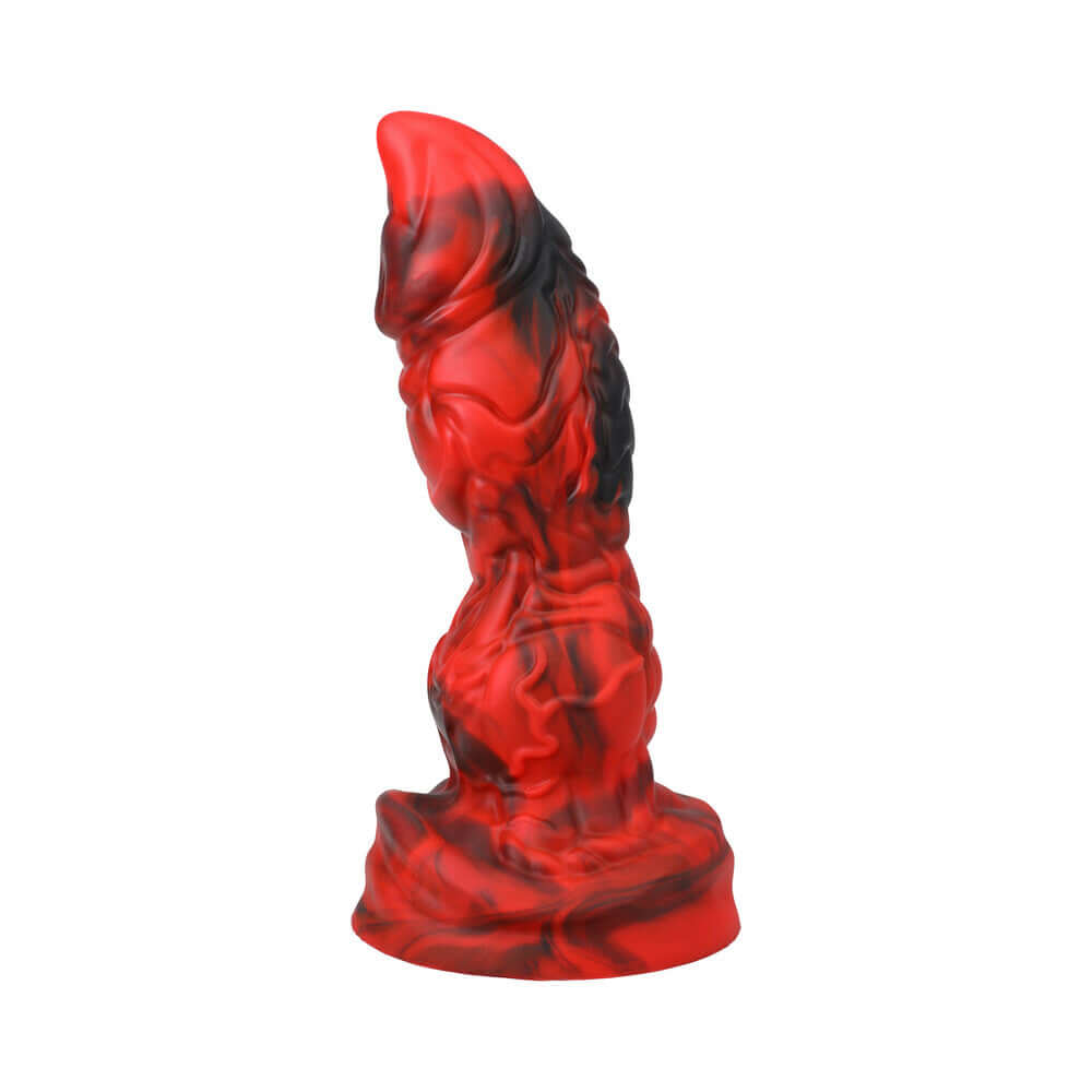 Vac-U-Lock Fantasy Fuckers Red Raider Silicone Dildo Red in a striking red and black design, showcasing its unique texture.