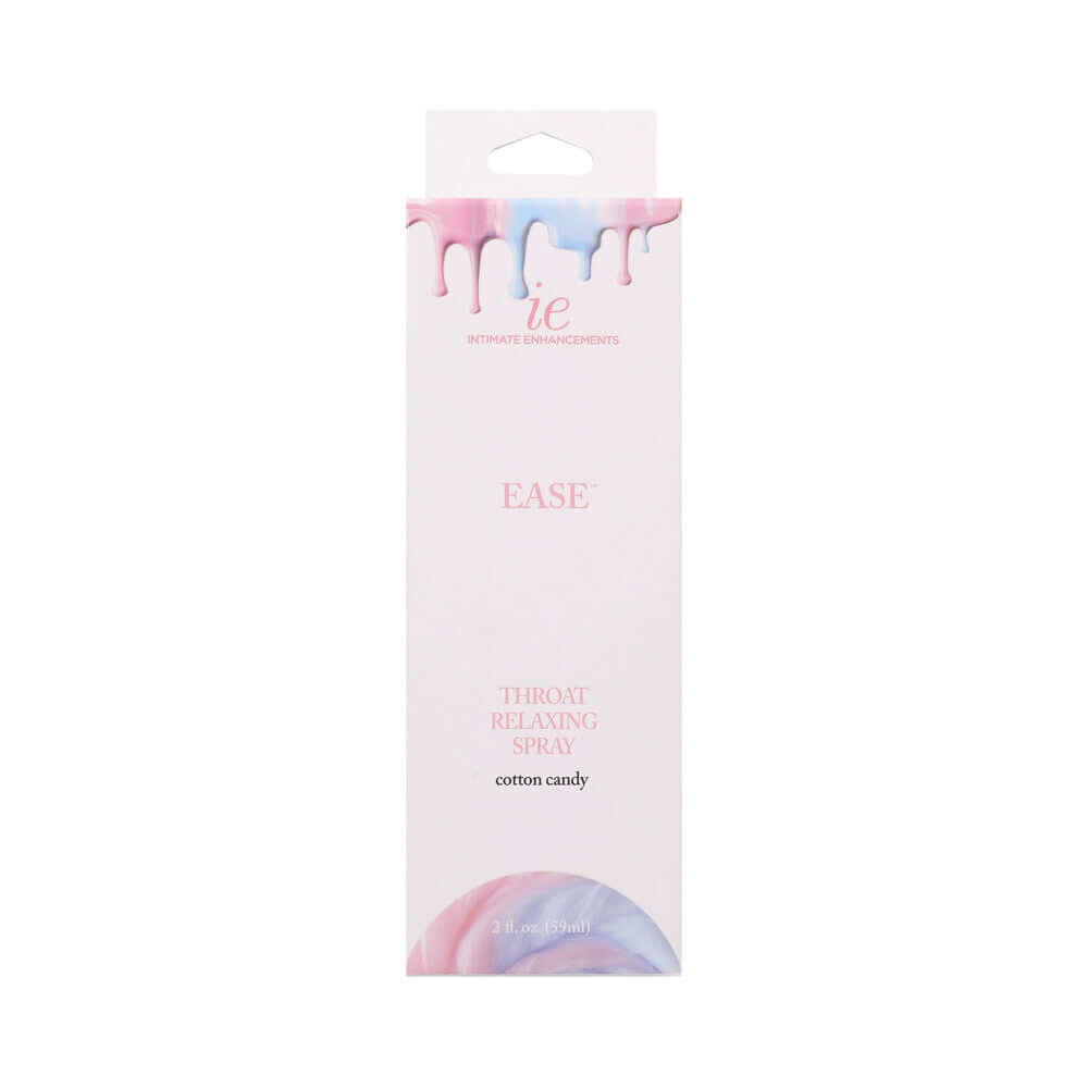 Ease Throat Relaxing Spray Cotton Candy 2 Oz packaging with vibrant colors and playful design.