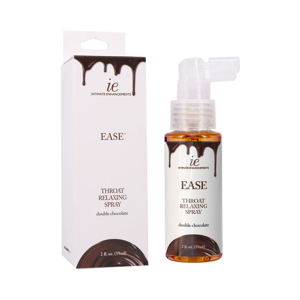 Ease Throat Relaxing Spray Double Chocolate 2 Oz packaging and spray bottle with rich chocolate design