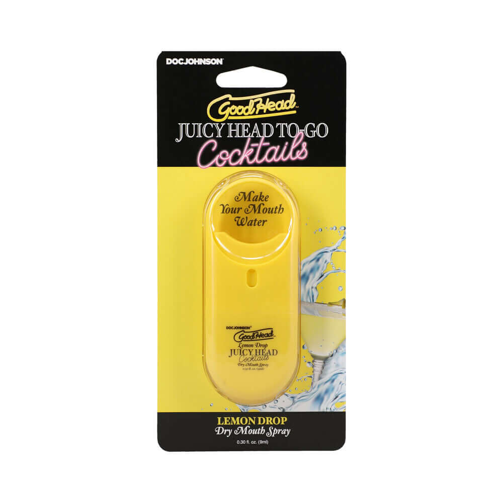 GoodHead Juicy Head Cocktails Dry Mouth Spray To-Go Lemon Drop travel-size oral spray for quick hydration and freshness.
