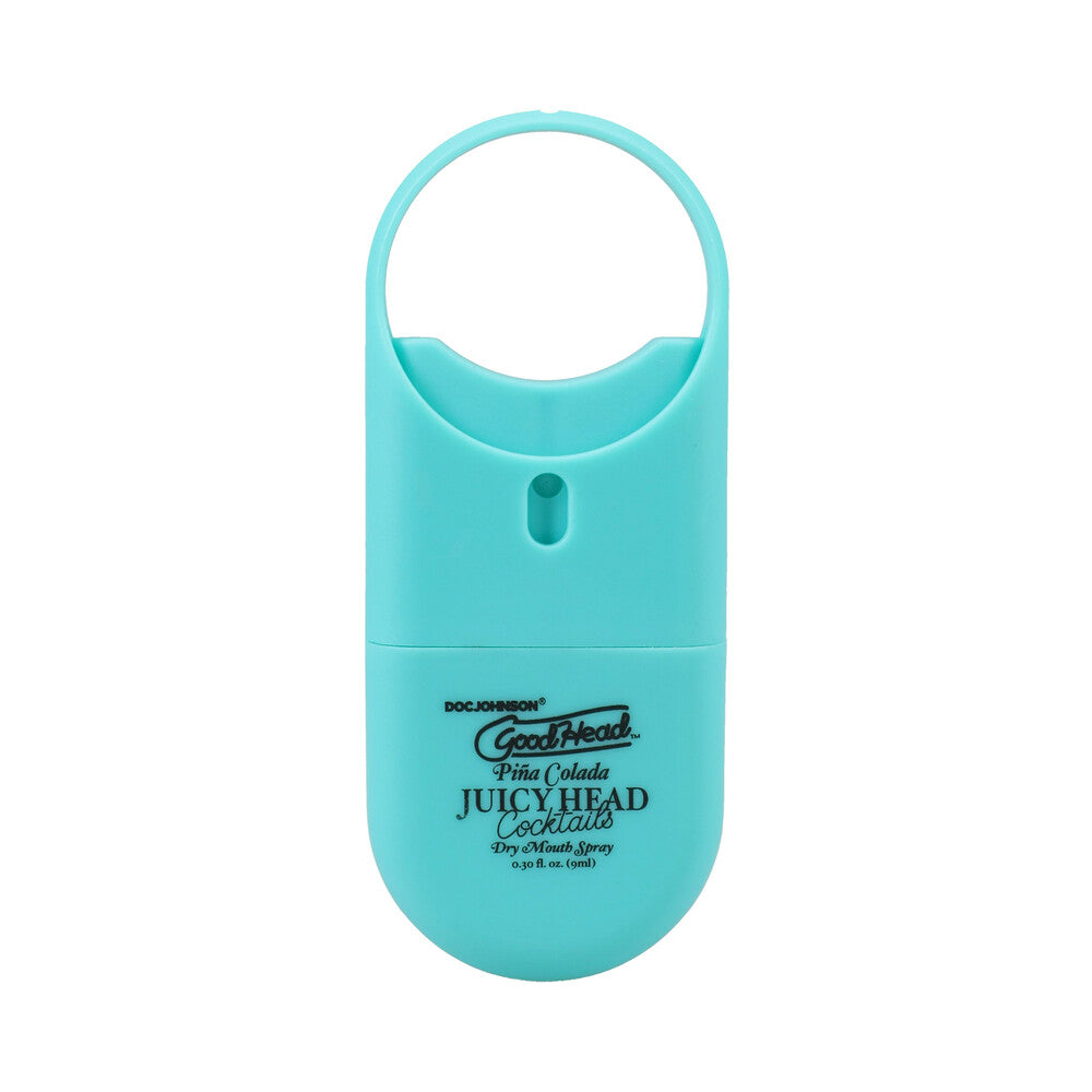 GoodHead Juicy Head Cocktails Dry Mouth Spray To-Go Piña Colada in a teal container for refreshing moisture.