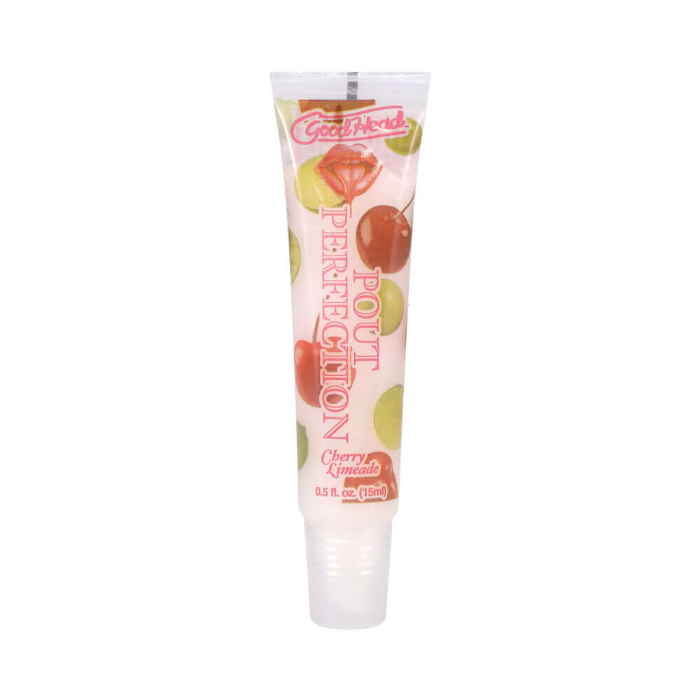 GoodHead Pout Perfection Lip Balm Cherry Limeade in a tube with colorful cherry and lime graphics.