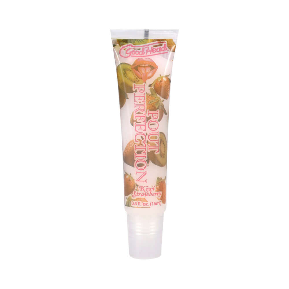 GoodHead Pout Perfection Lip Balm Kiwi Strawberry in a tube packaging, designed for moisturizing lips.