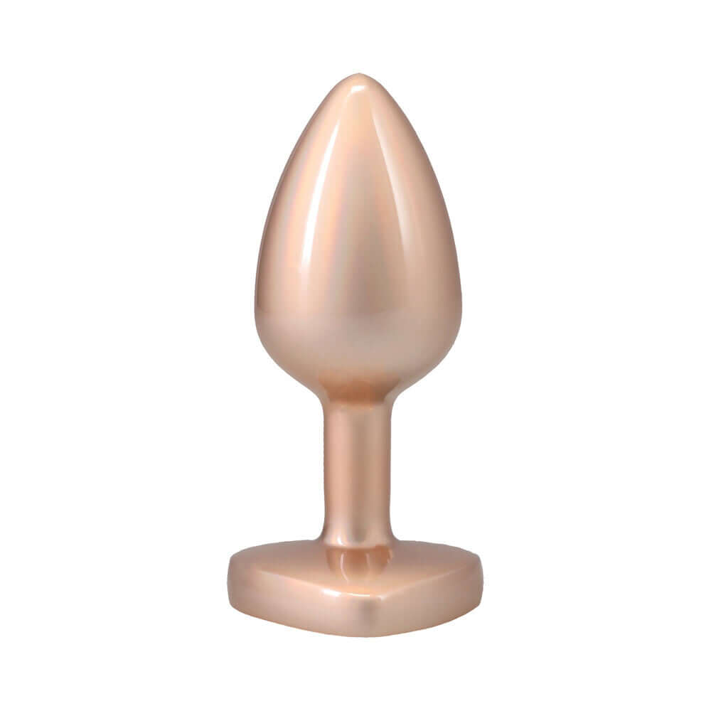 Booty Bling Heart Diamond Jeweled Metal Plug Gold Small, elegant heart-shaped jewel base, visually appealing compact design.