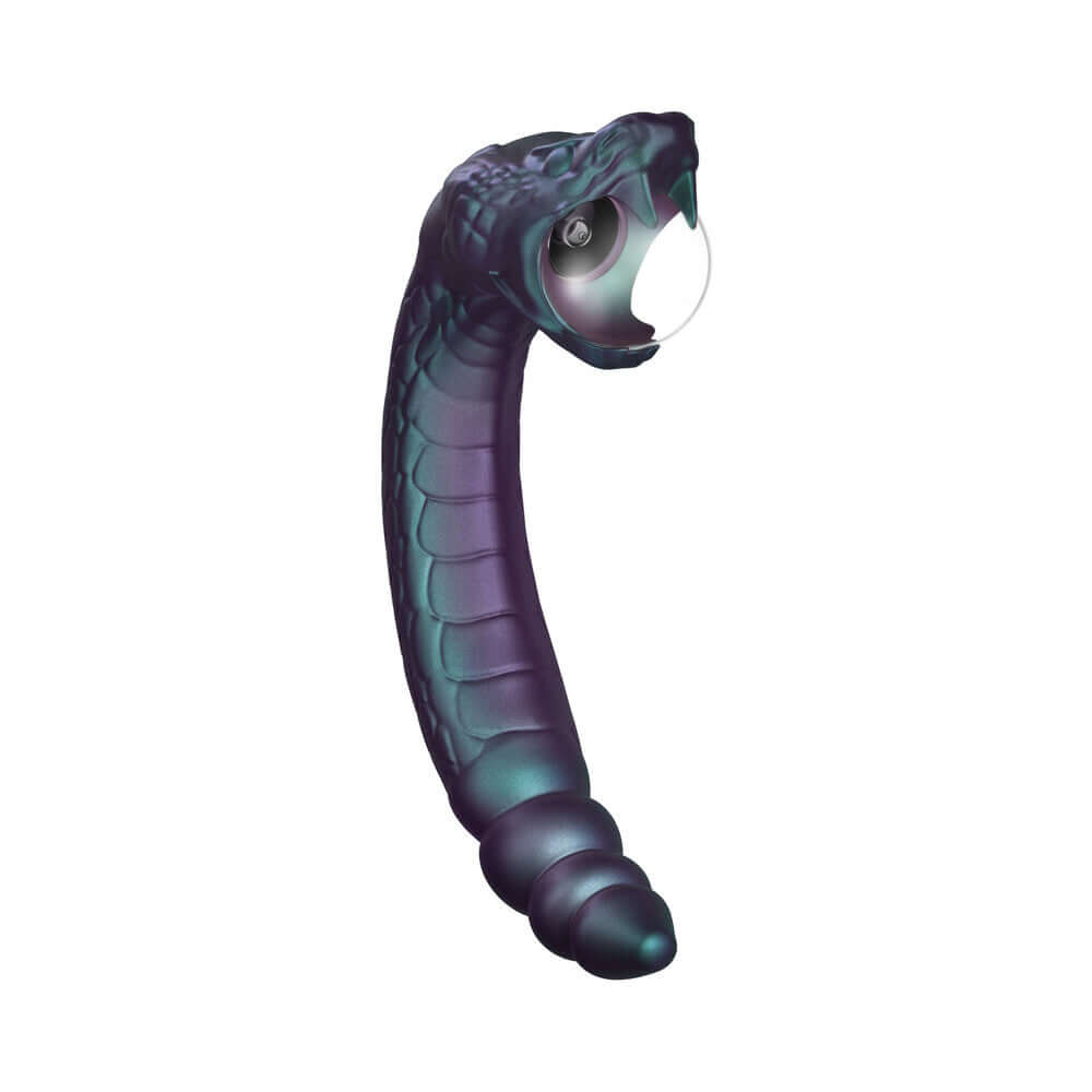 Temptasia Rattle Snake Vibrator Dark Millenia Purple showcasing its unique snake design and glowing core.