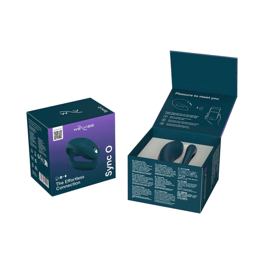 We-Vibe Sync O Remote Control Couples Vibrator Velvet Green packaging opened with product inside.