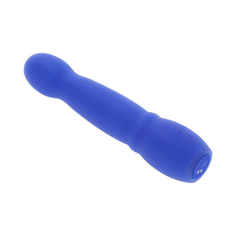 Evolved Disco Diva Blue Internal and Clitoral Stimulation vibrator in blue silicone, designed for internal and clitoral pleasure.