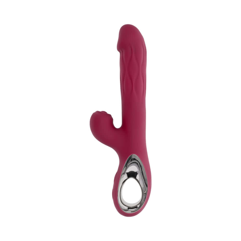 Evolved Bursting With Pleasure Vibrator Burgundy, a dual-action vibrator designed for intense pleasure.