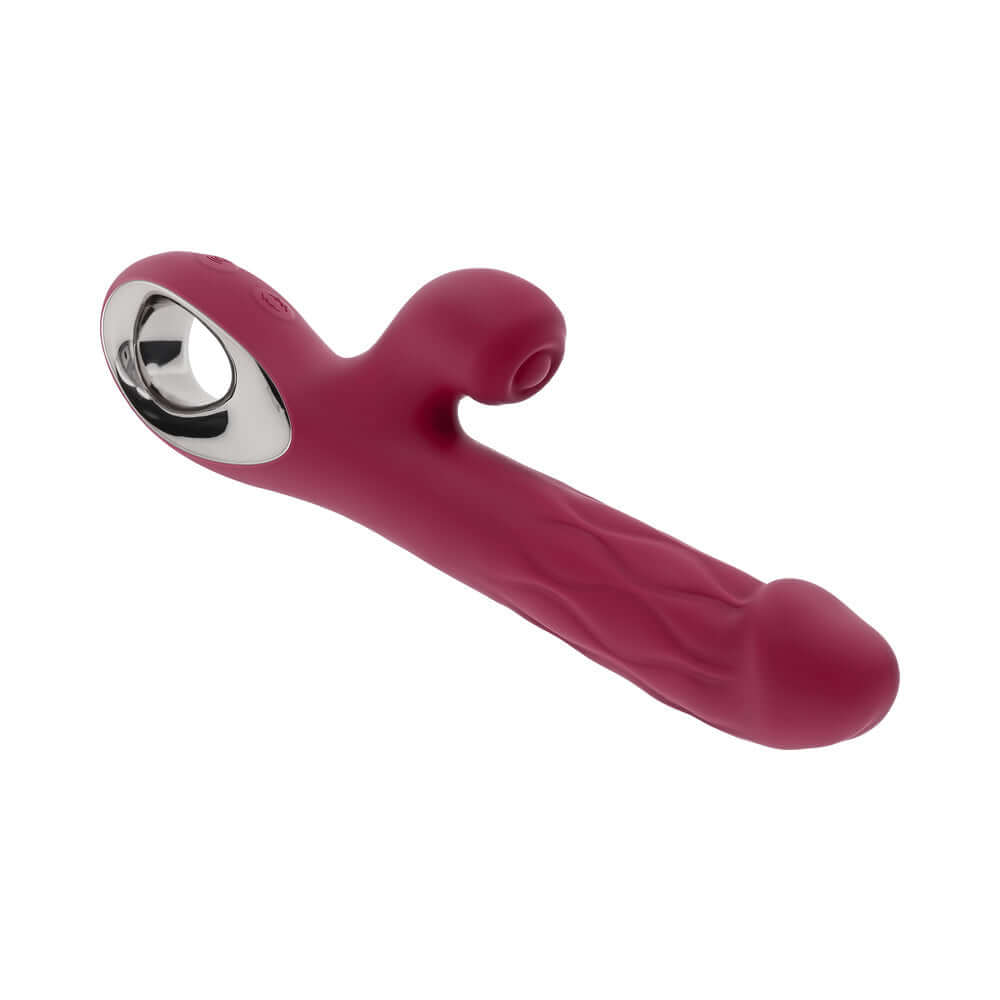 Evolved Bursting With Pleasure Vibrator Burgundy displayed against a white background, showcasing its sleek design.