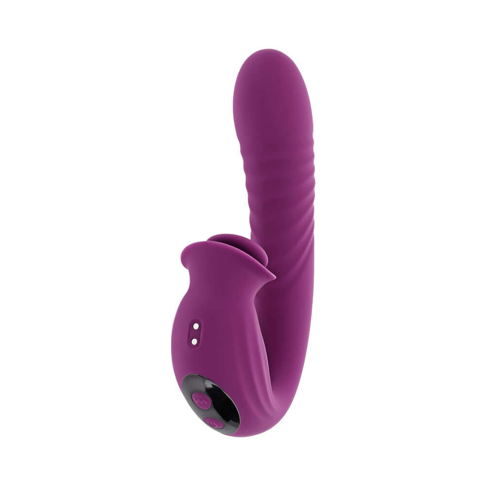 Evolved Deep Ecstasy Wild Aster G-spot Clitoral Stimulation vibrator in purple design for enhanced pleasure.