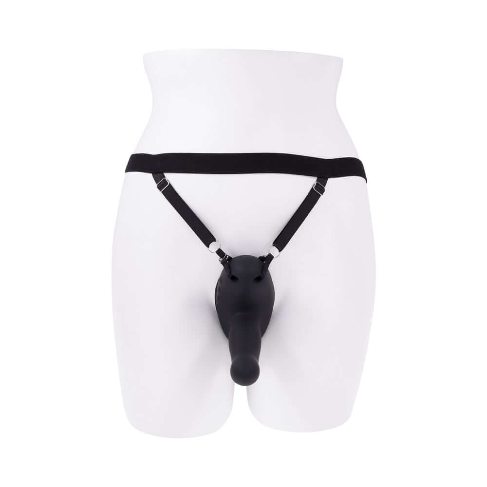 Evolved Come Closer G-spot Massager with Remote Black displayed on a mannequin.