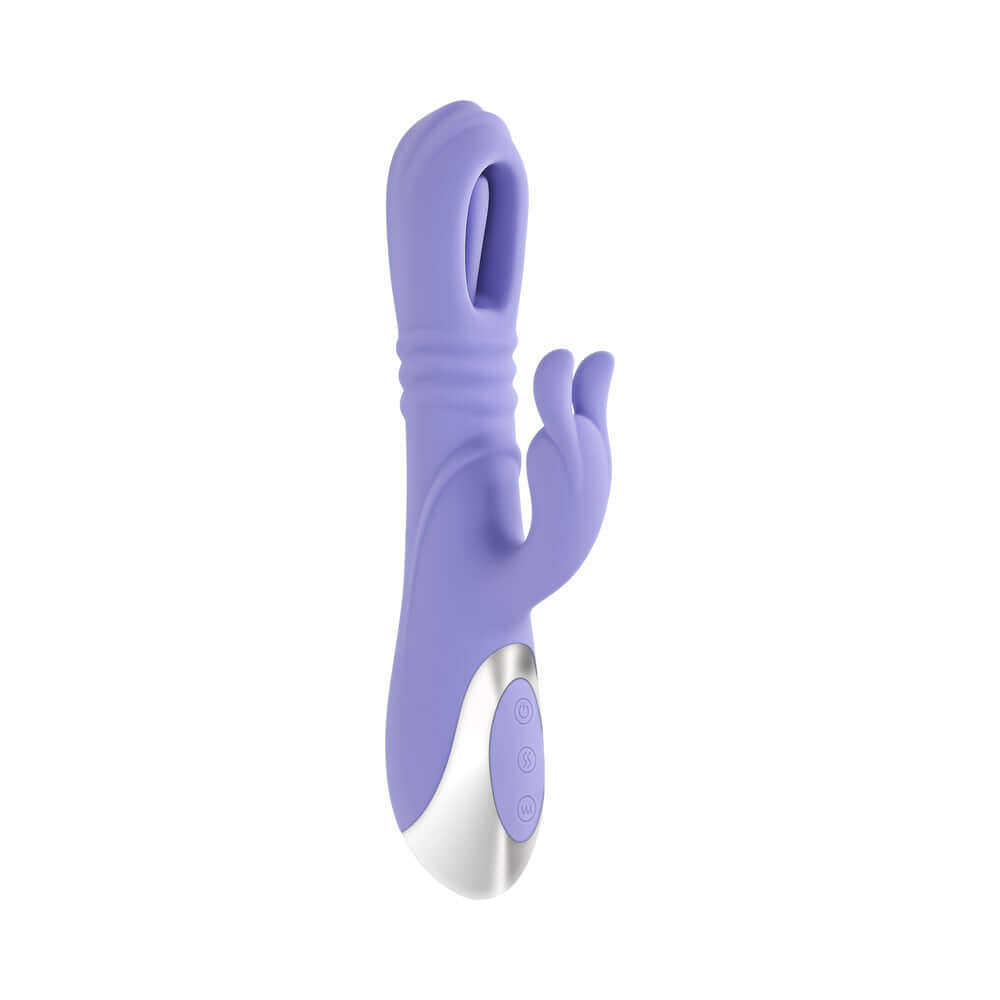 Playboy Tap Me In Rabbit Vibrator Lilac, a dual-action vibrator for G-spot and clitoral stimulation.