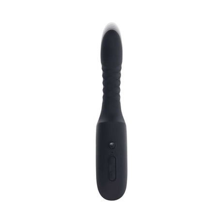 Playboy Overdrive Powerful Thrusting Vibrator in sleek black design with a textured grip and control button.