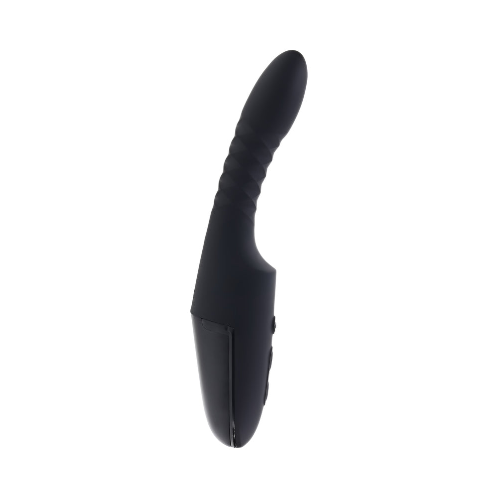 Playboy Overdrive Powerful Thrusting Vibrator showing sleek design and textured handle for enhanced pleasure.