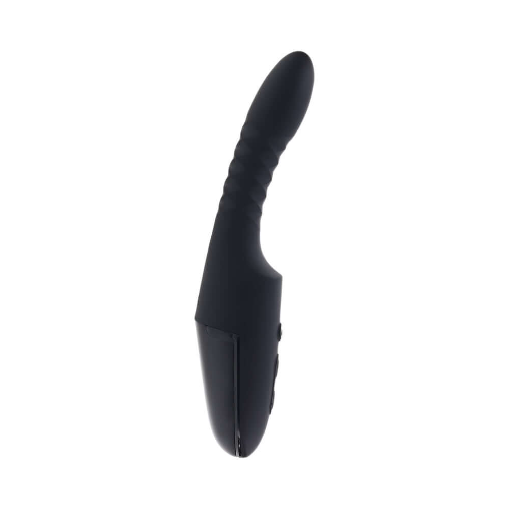 Playboy Overdrive Powerful Thrusting Vibrator showing sleek design and textured handle for enhanced pleasure.