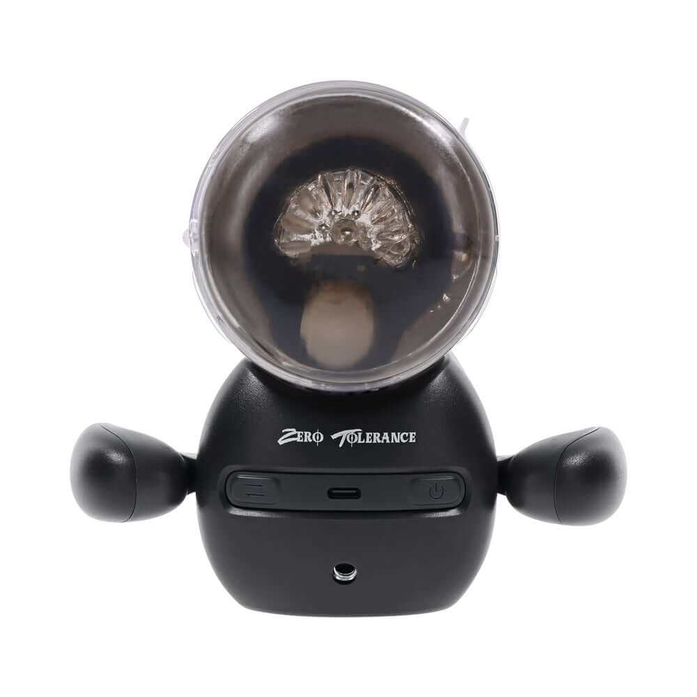 Zero Tolerance Hold Me Tight Stroker Black - heated vibrating stroker with interactive features and controls