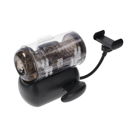 Zero Tolerance Hold Me Tight Stroker Black product image, featuring heated vibrating stroker with thrusting capability.